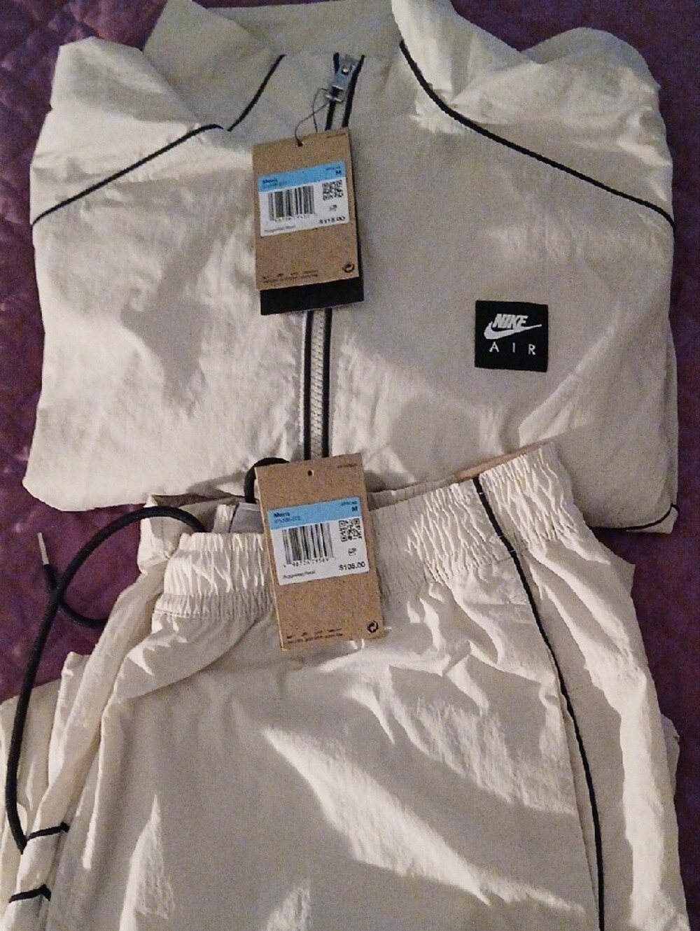 Nike Men's Cream Bomber Set with Black Trim